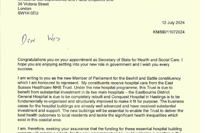 Kieran's letter to Health Secretary, Wes Streeting.