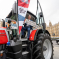 Kieran on red tractor at Parliament for Back British Farming Day