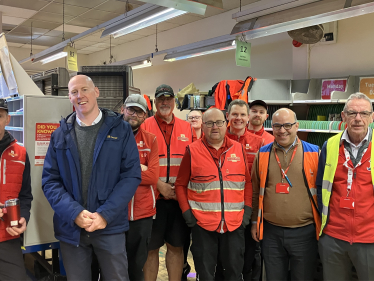 Kieran with posties at Battle Delivery Office