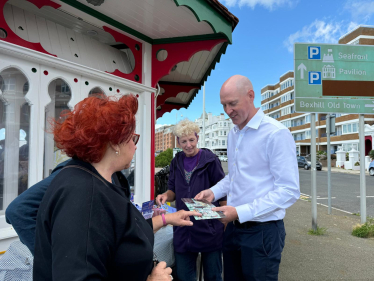 Kieran with Footbridge Project team on Bexhill seafront