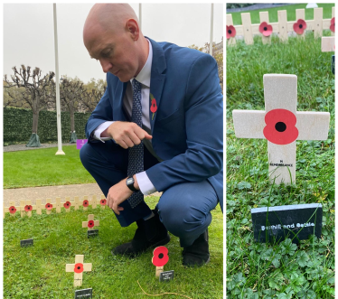 Kieran at Parliament's garden of remembrance